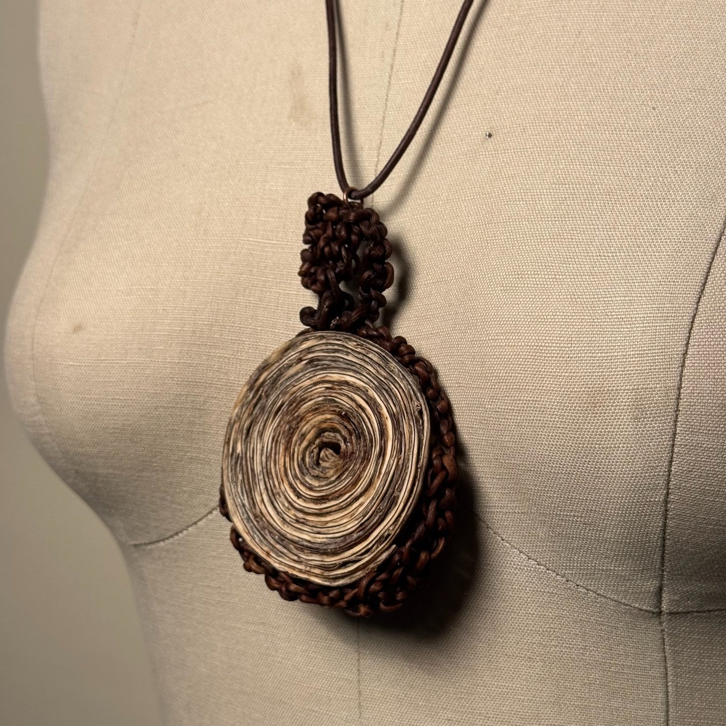 Hand Made Kelp Charm on Leather necklace