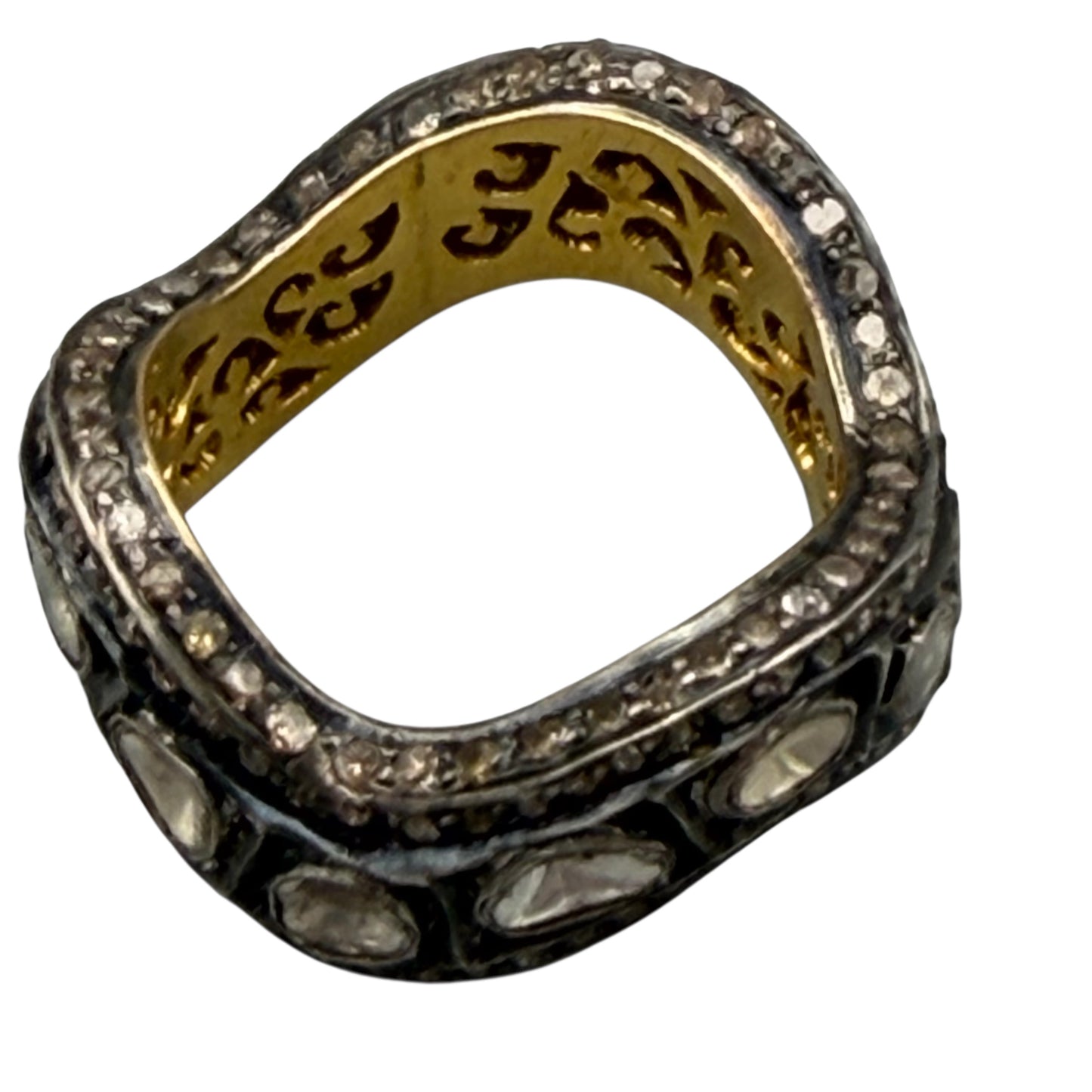 14 Raw Cut Diamonds Wavy Ring Band