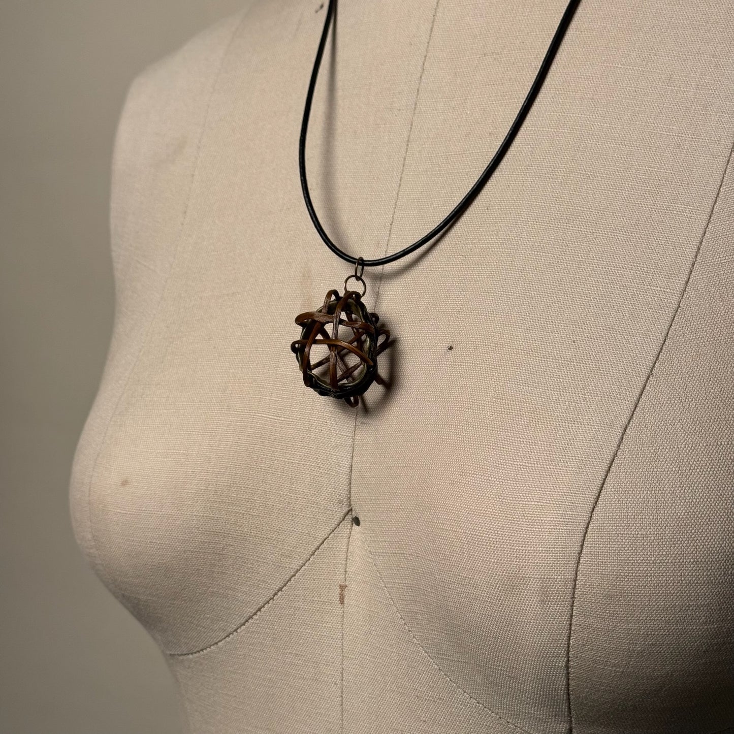 Hand Made Kelp Charm on Leather necklace