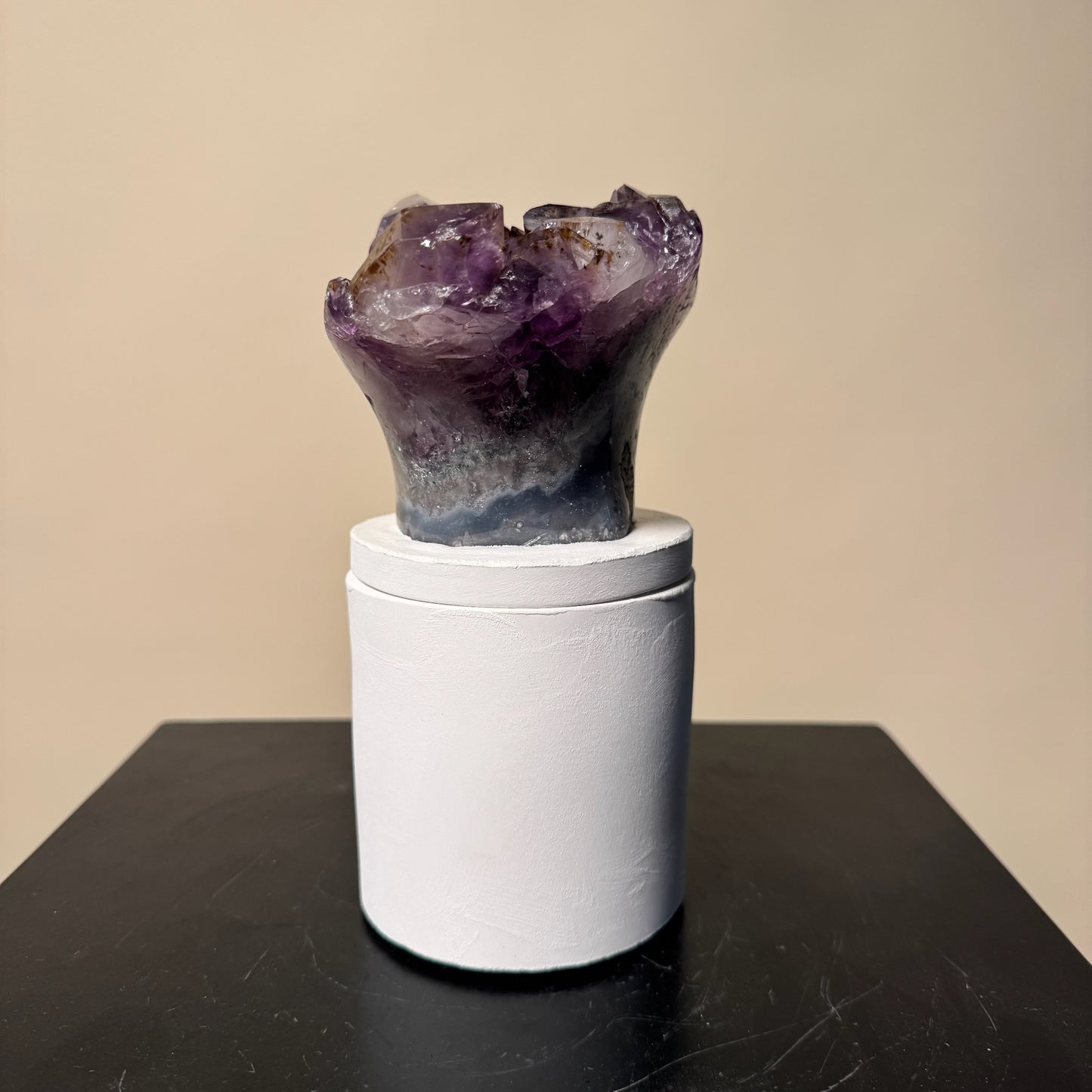 Amethyst Flower Cluster Crystal Lid Gardenia Candle #4