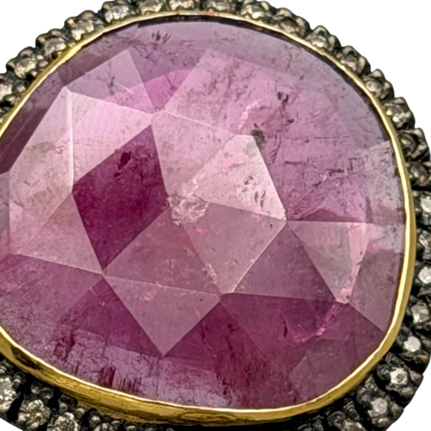 Faceted Pink Sapphire Ring with Diamonds