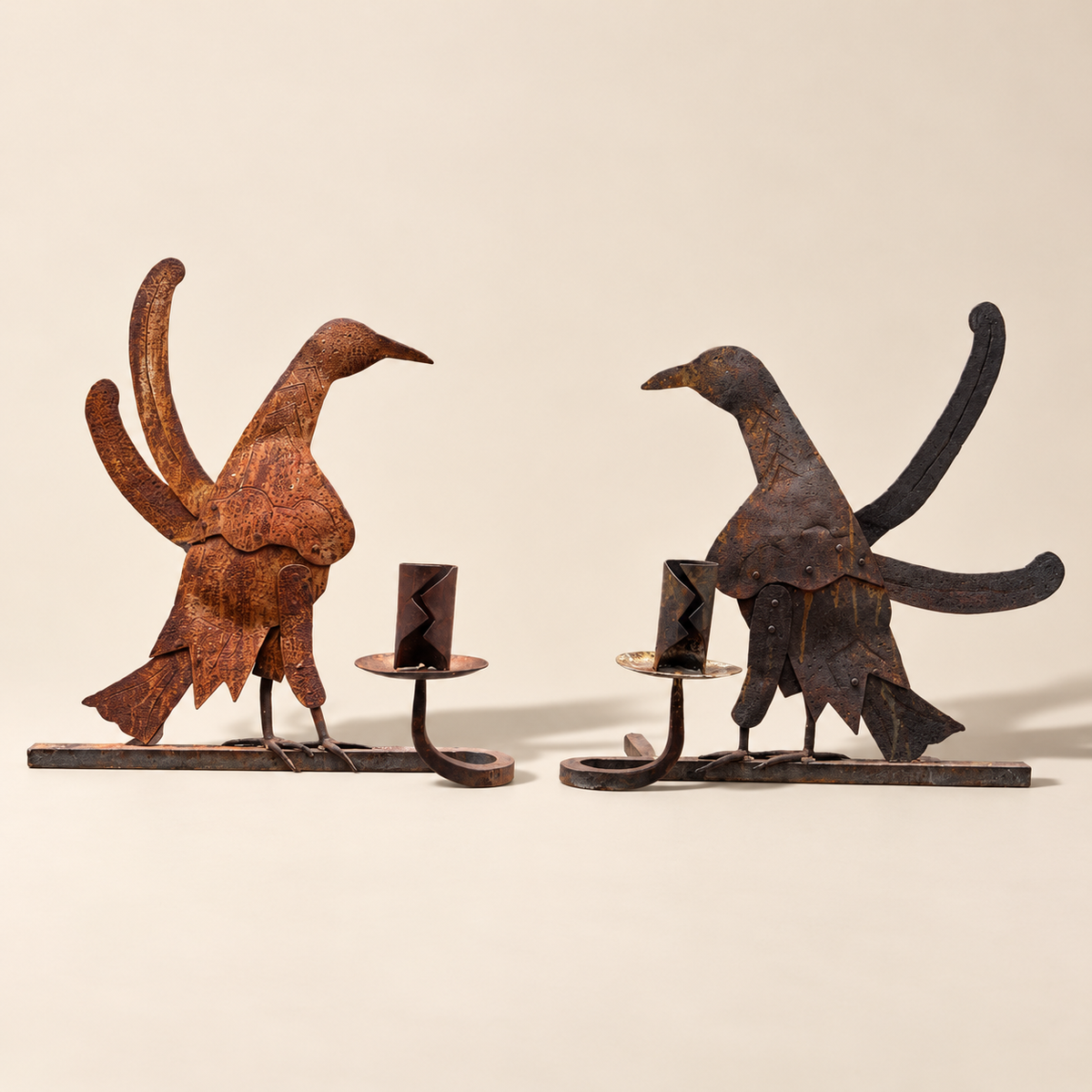 Minton-Spidell Pair of Iron Bird Candle Sconces