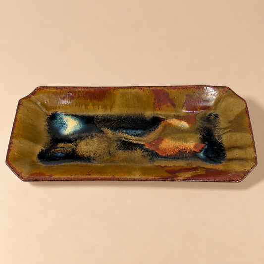 Signed Glazed Pottery Tray