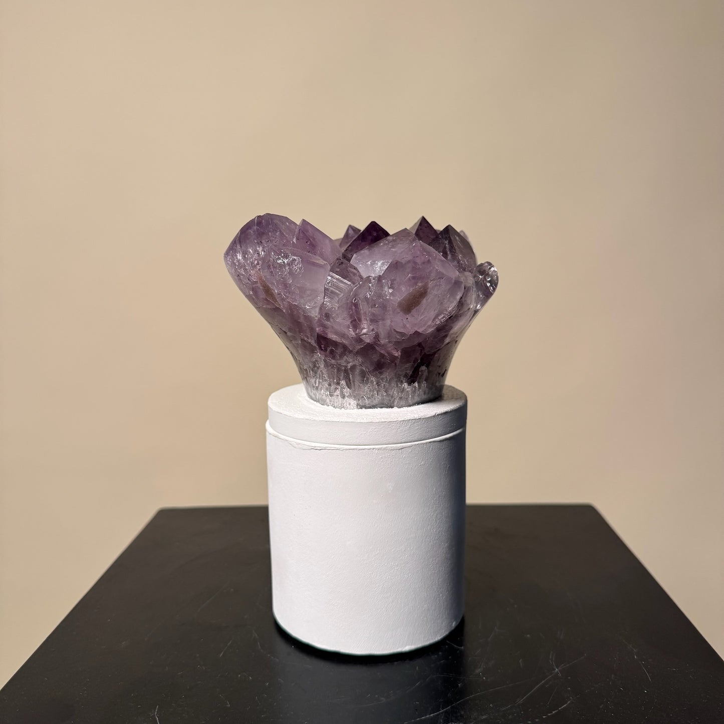 Amethyst Flower Cluster Crystal Lid Gardenia Candle #3