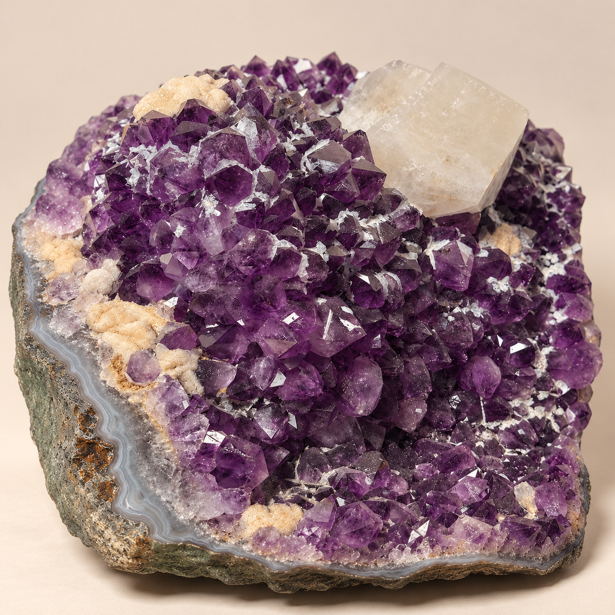 Amethyst with Calcite & Quartz Abstract Crystal Cluster