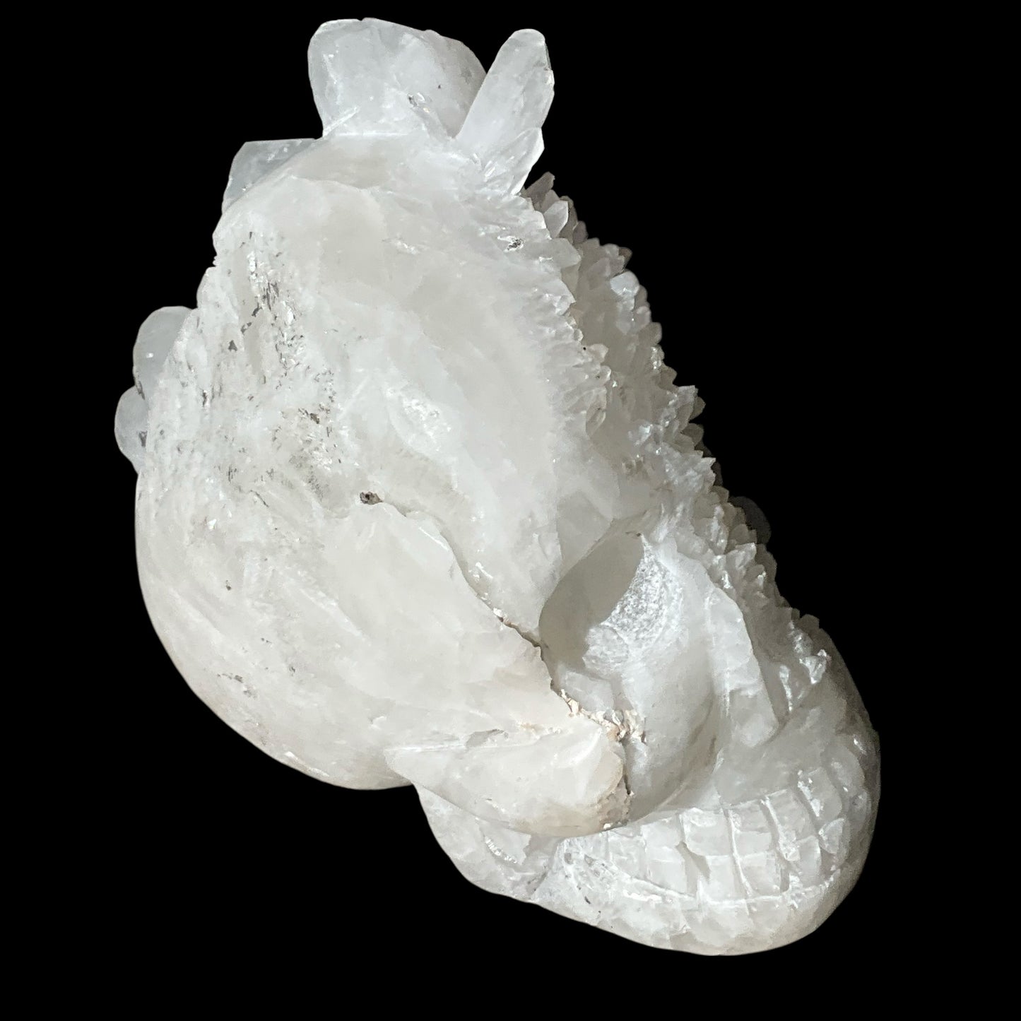 Quartz Crystal Carved Skull with Natural Generators