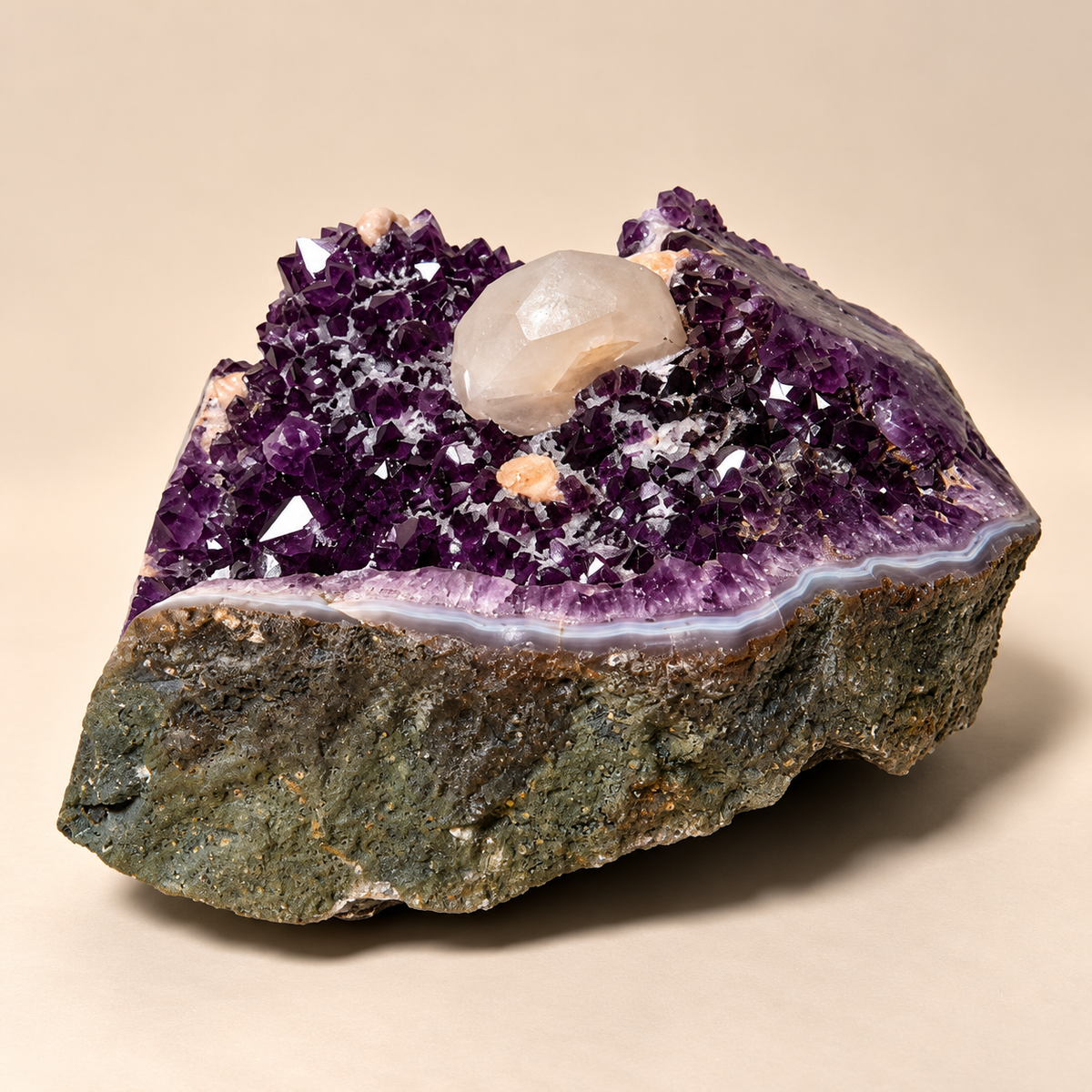 Amethyst with Calcite & Quartz Abstract Crystal Cluster