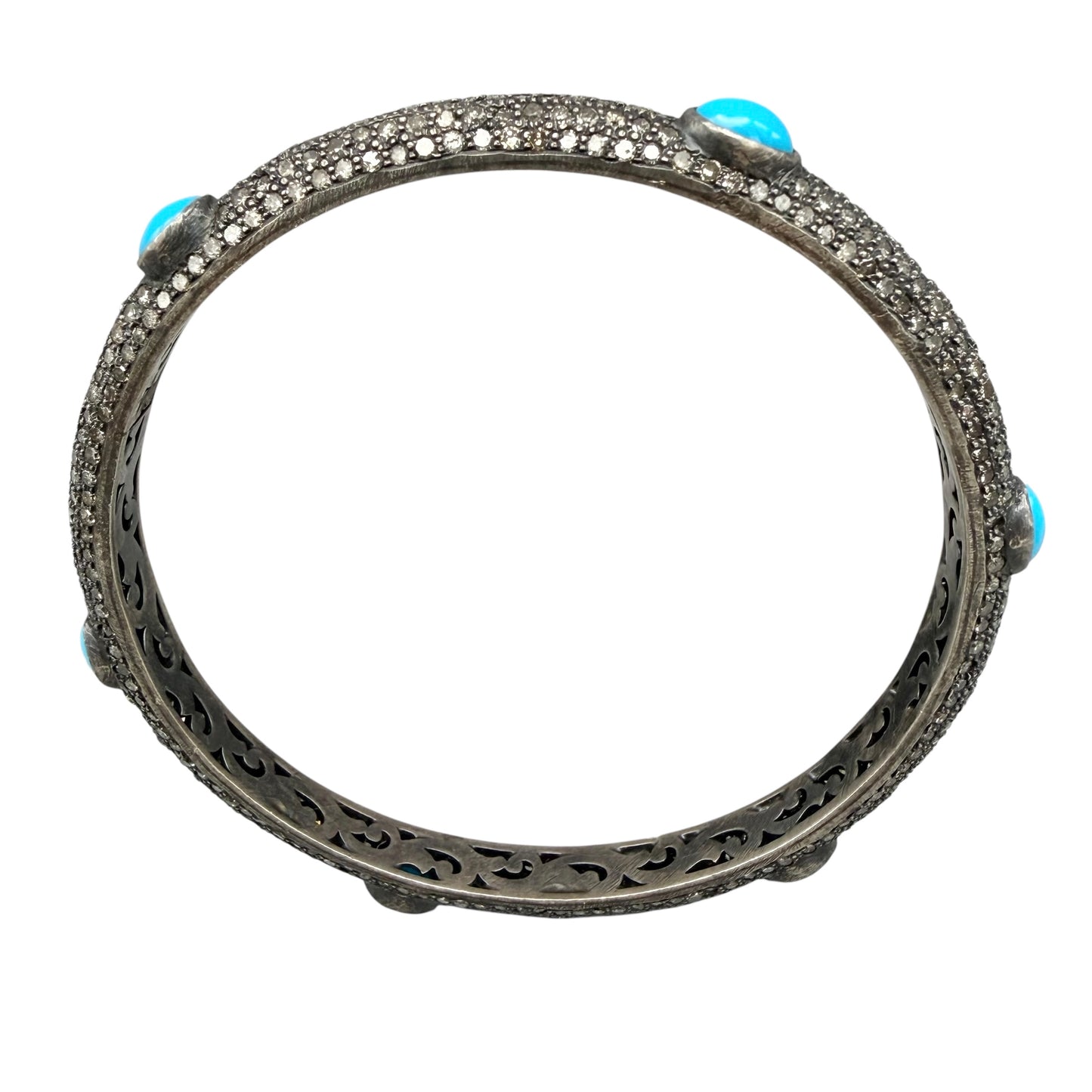 Diamond Bangle with Turquoise Accents