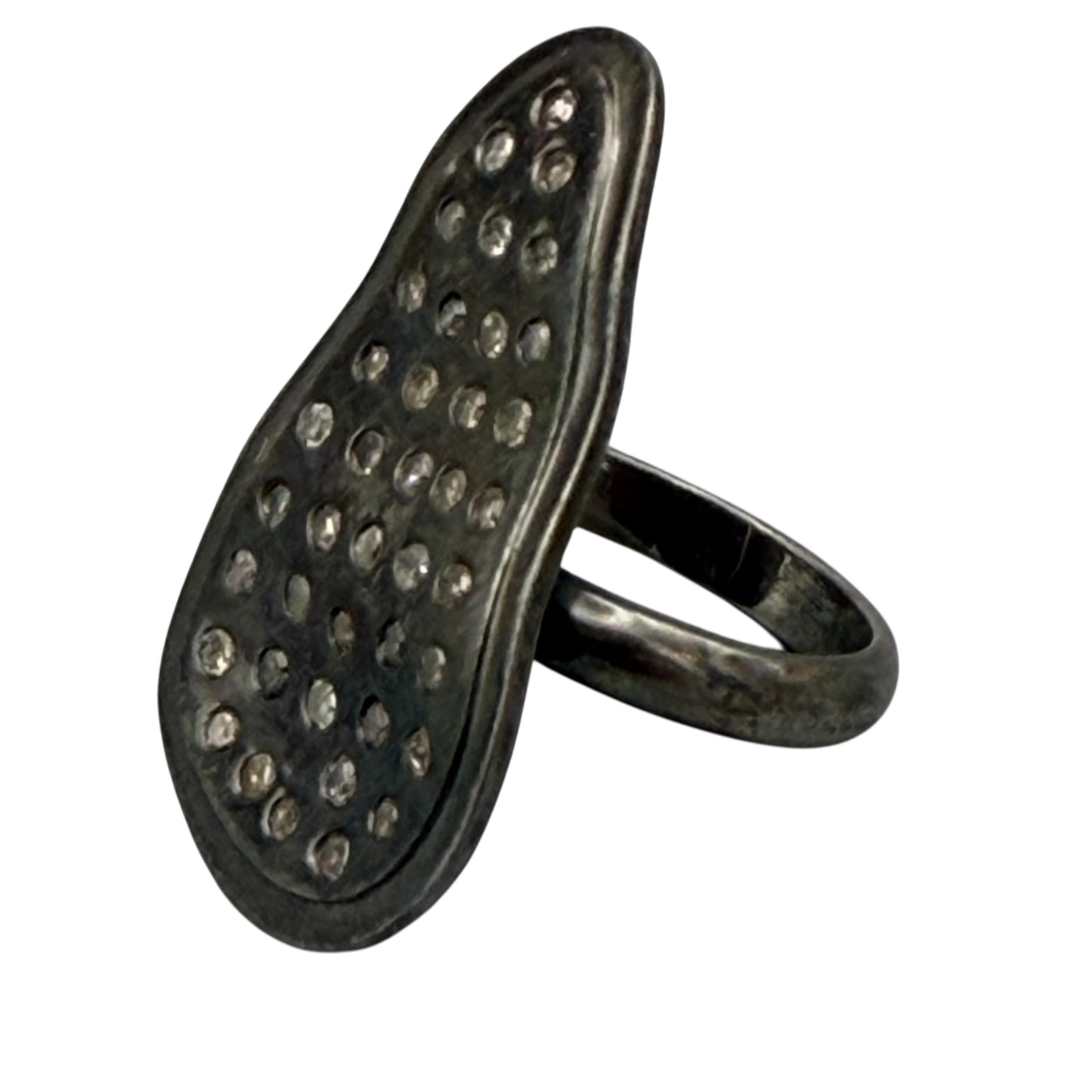 Abstract Sterling Silver & Diamonds Ring