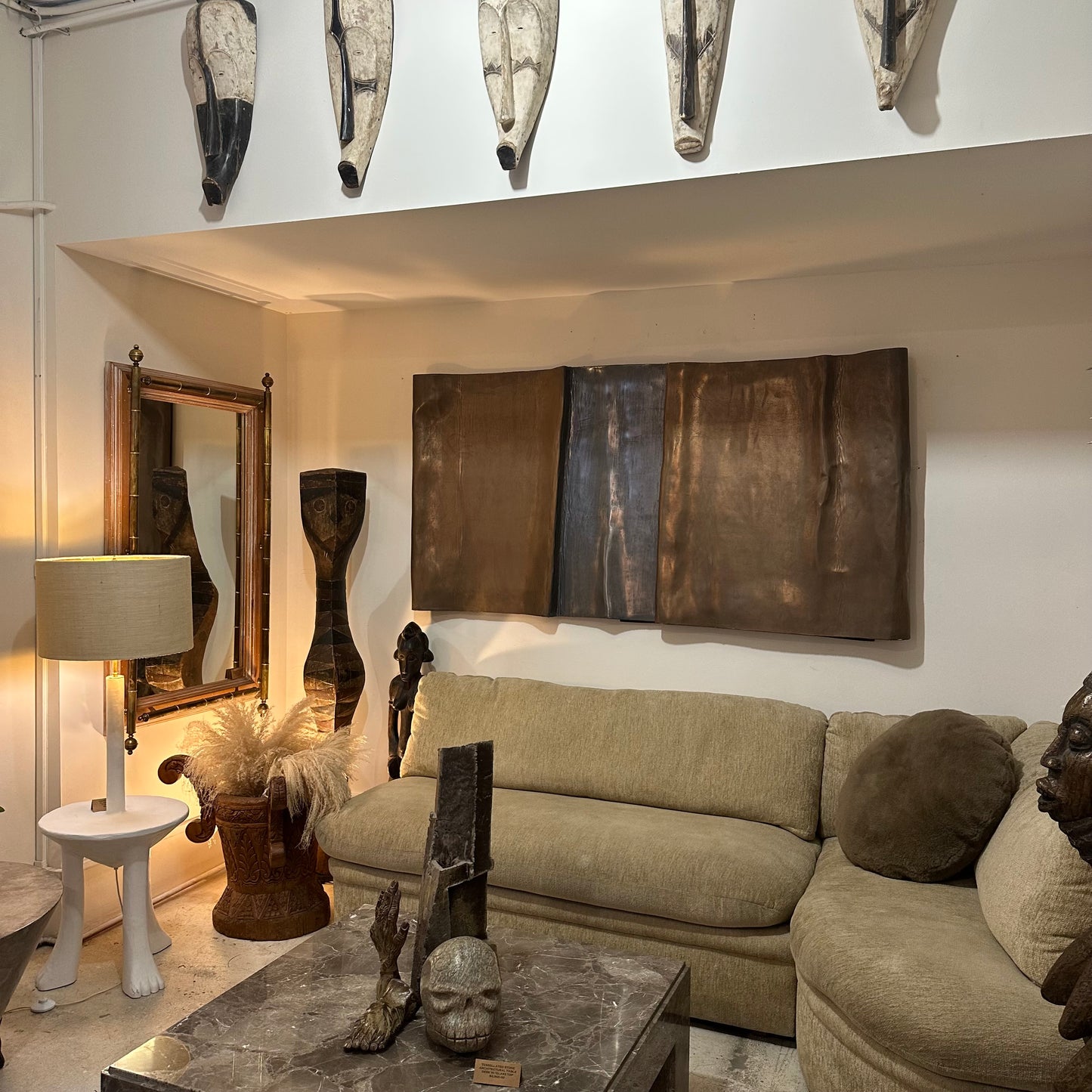Large Frame Bronze and White Bronze Wall Hanging