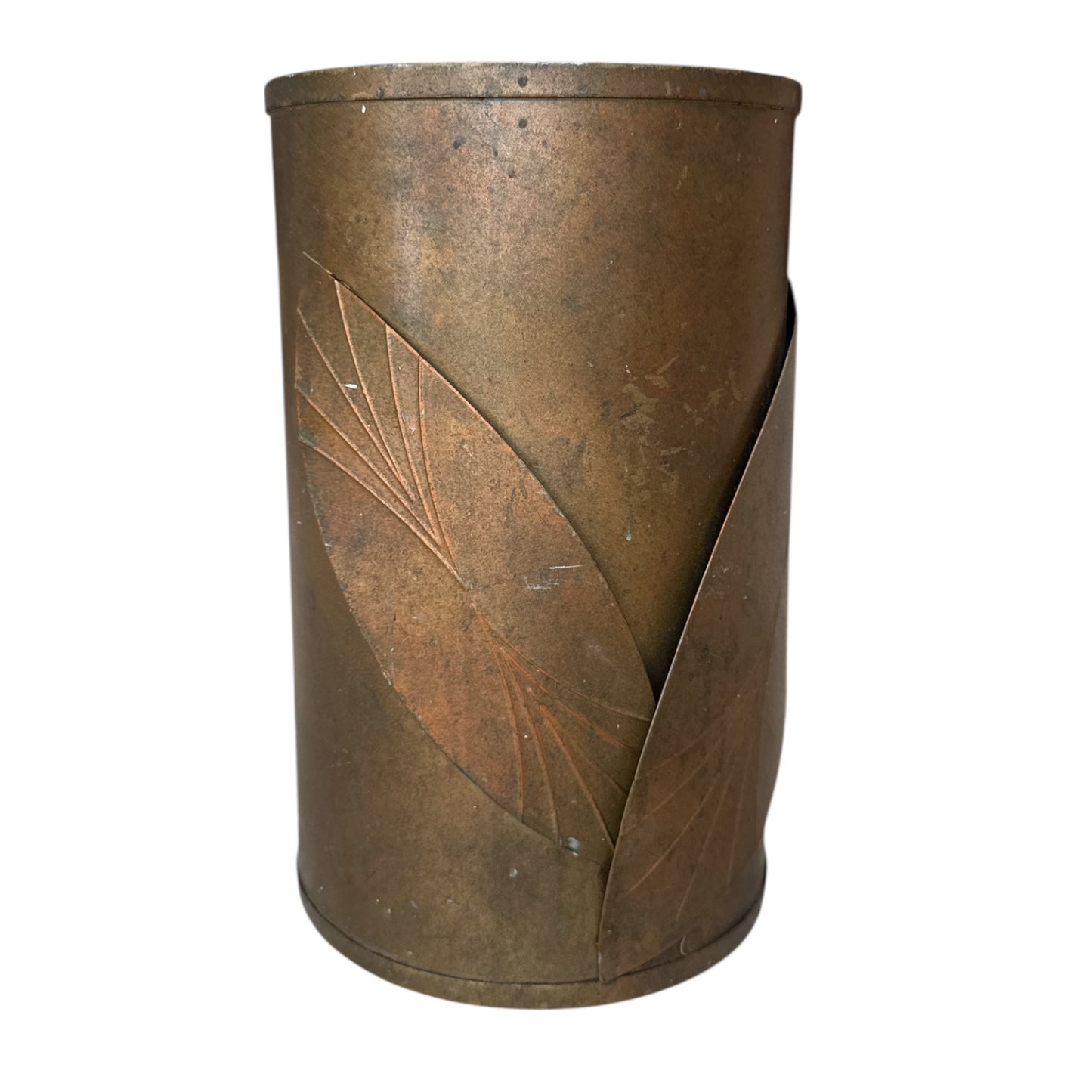Copper Trashcan 2 Leaf Design
