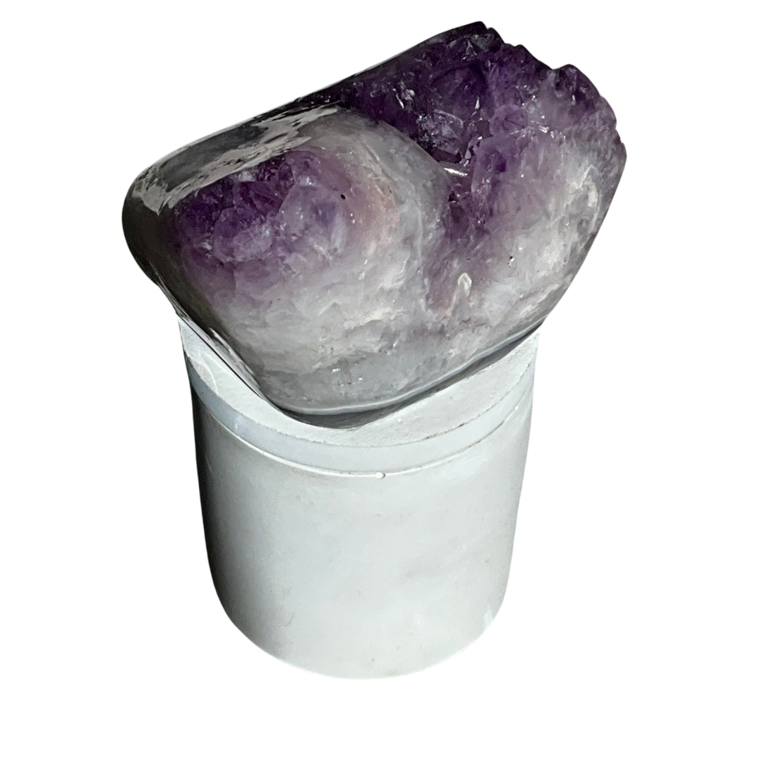 Abstract Amethyst Lid Gardenia Candle