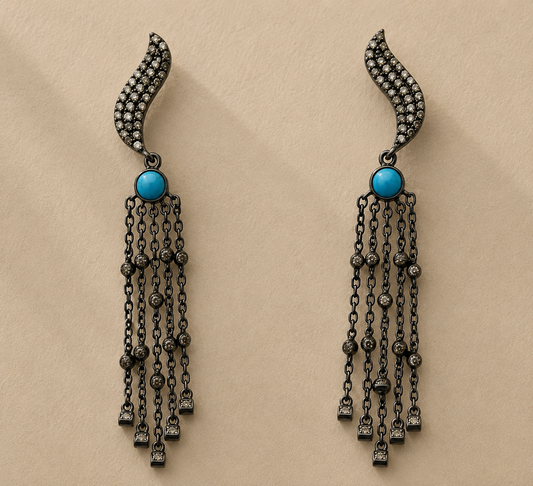 Turquoise & Diamonds Chandelier Earrings