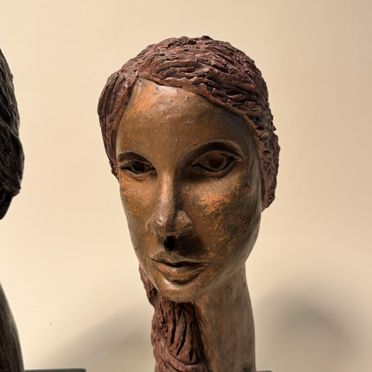 1960s Artisanal Ceramic Pair of Heads
