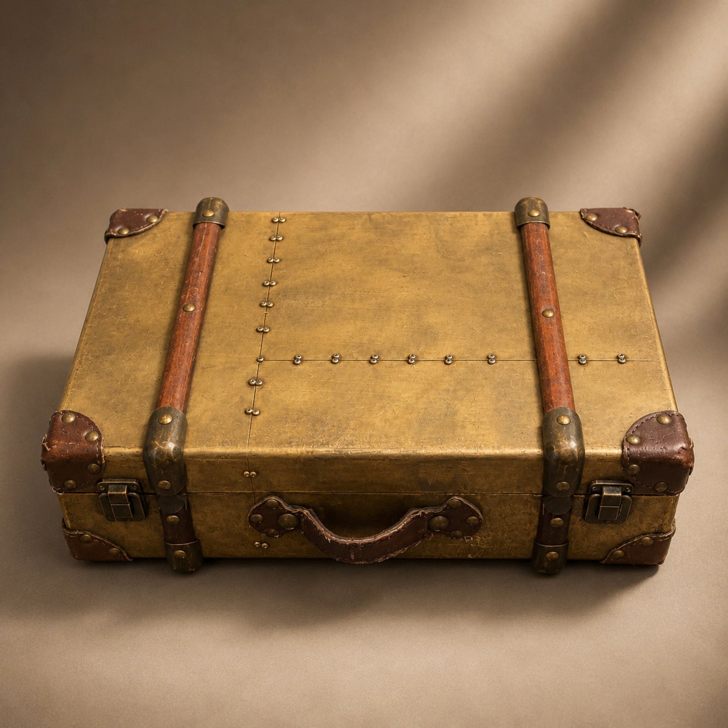 Vintage Briefcase with Leather & Wood Accents