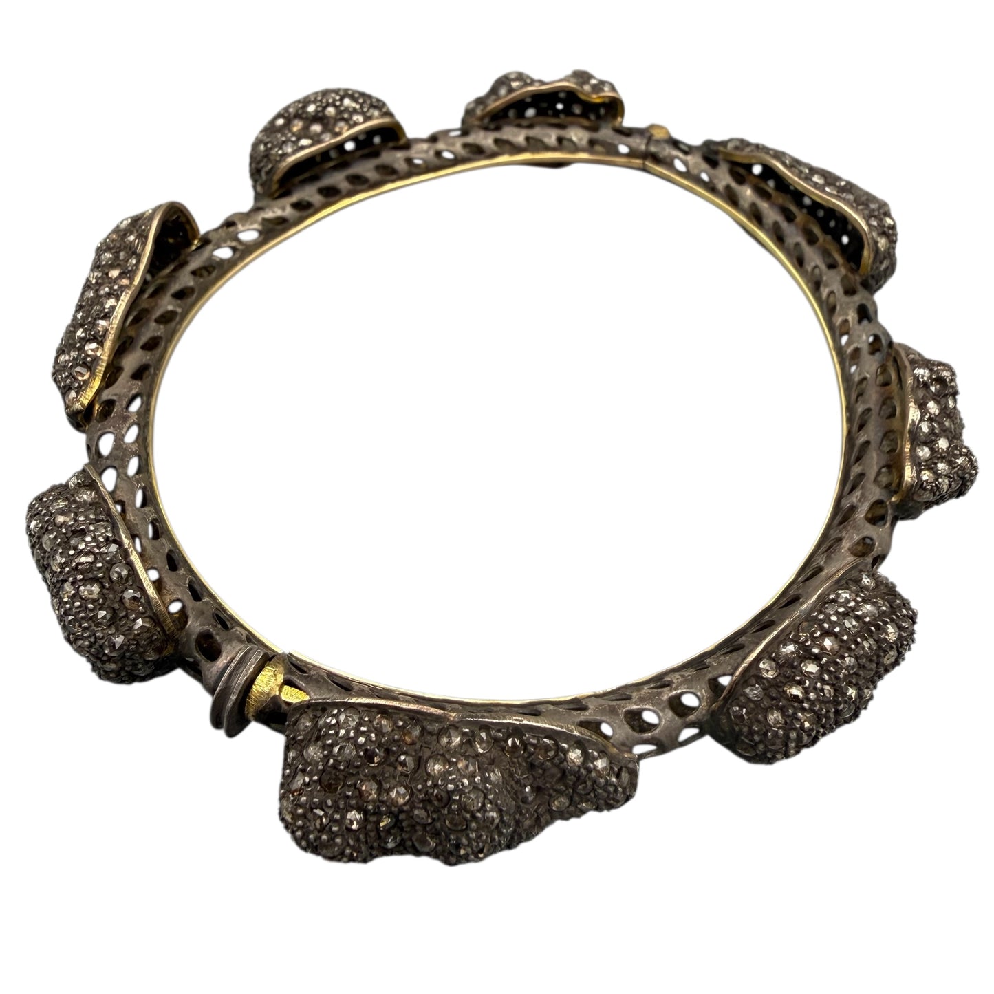 Bangle Bracelet with Multiple Diamond Clusters
