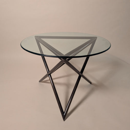 Steve Chase Bronze Tone Metal Side Table with  Glass Top
