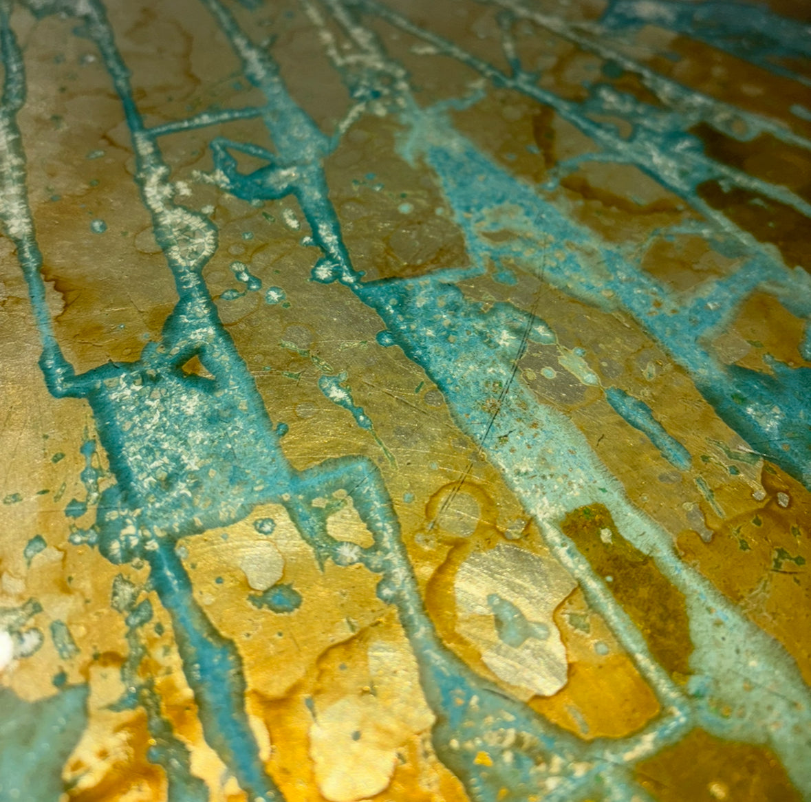 Gold/Patina Colored Foil Entry Table