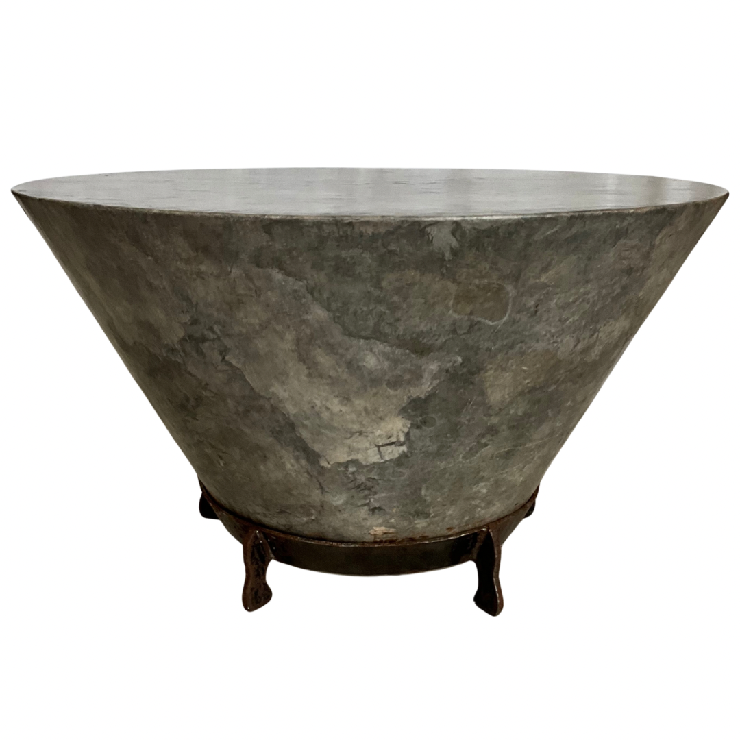 Parchment Conical Drum Table with Metal Base