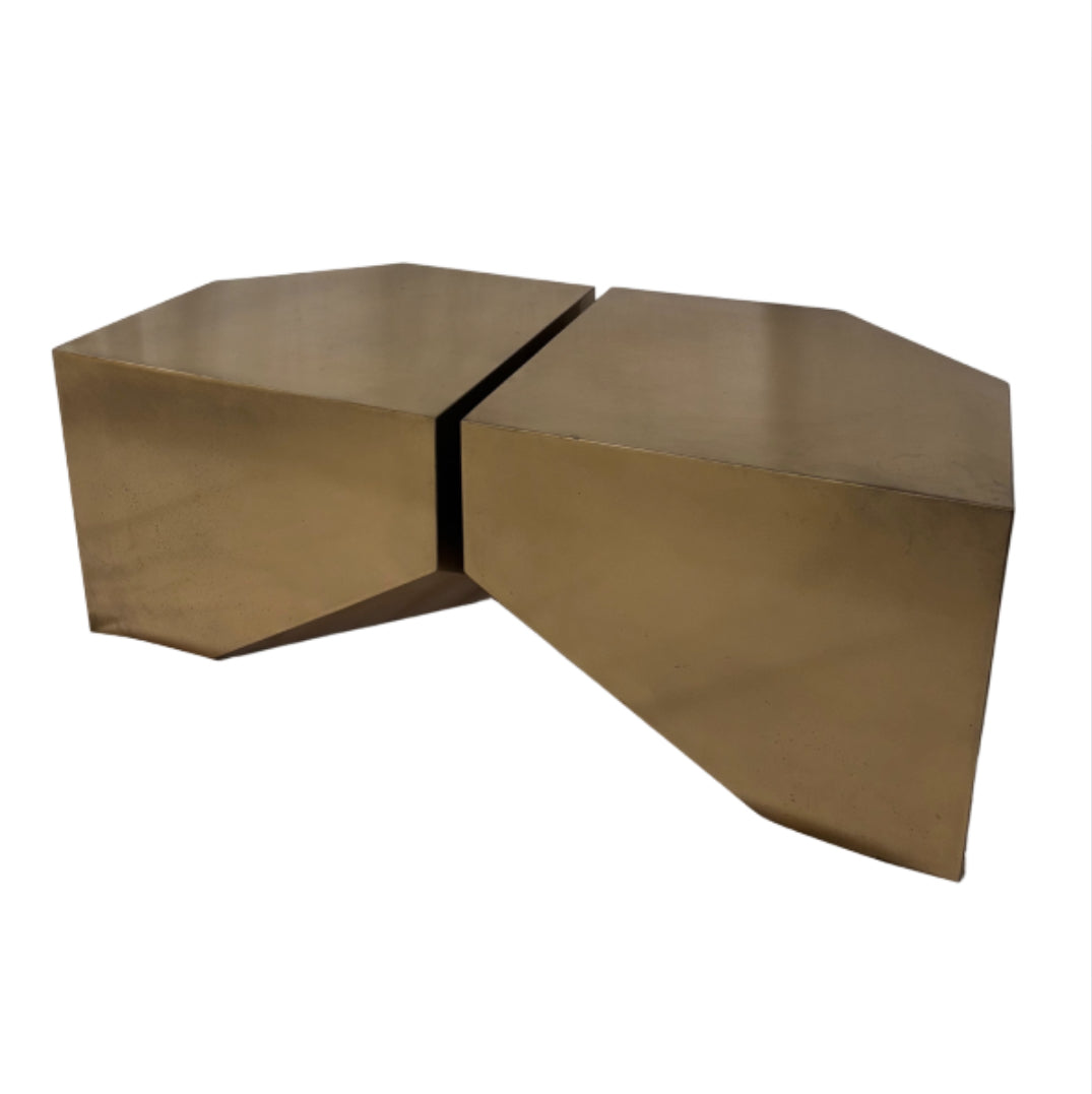 Pair of Geometric Brass Side Tables