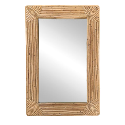 Large Rattan Frame Vintage Mirror