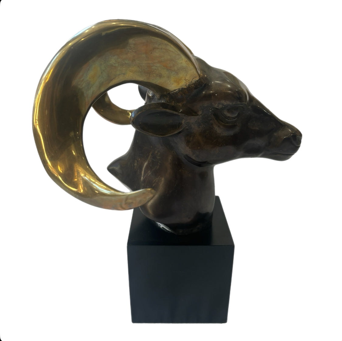 Brass Ram Head on Pedestal