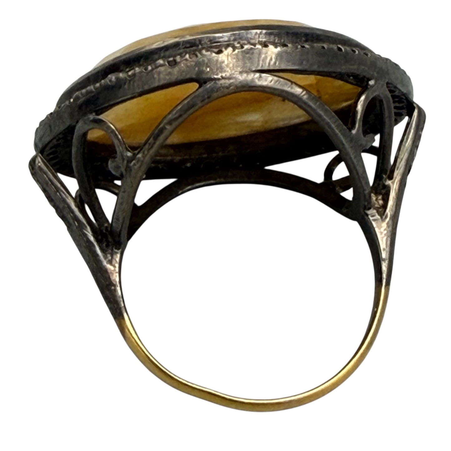 Faceted Orange Sapphire and Diamond Ring