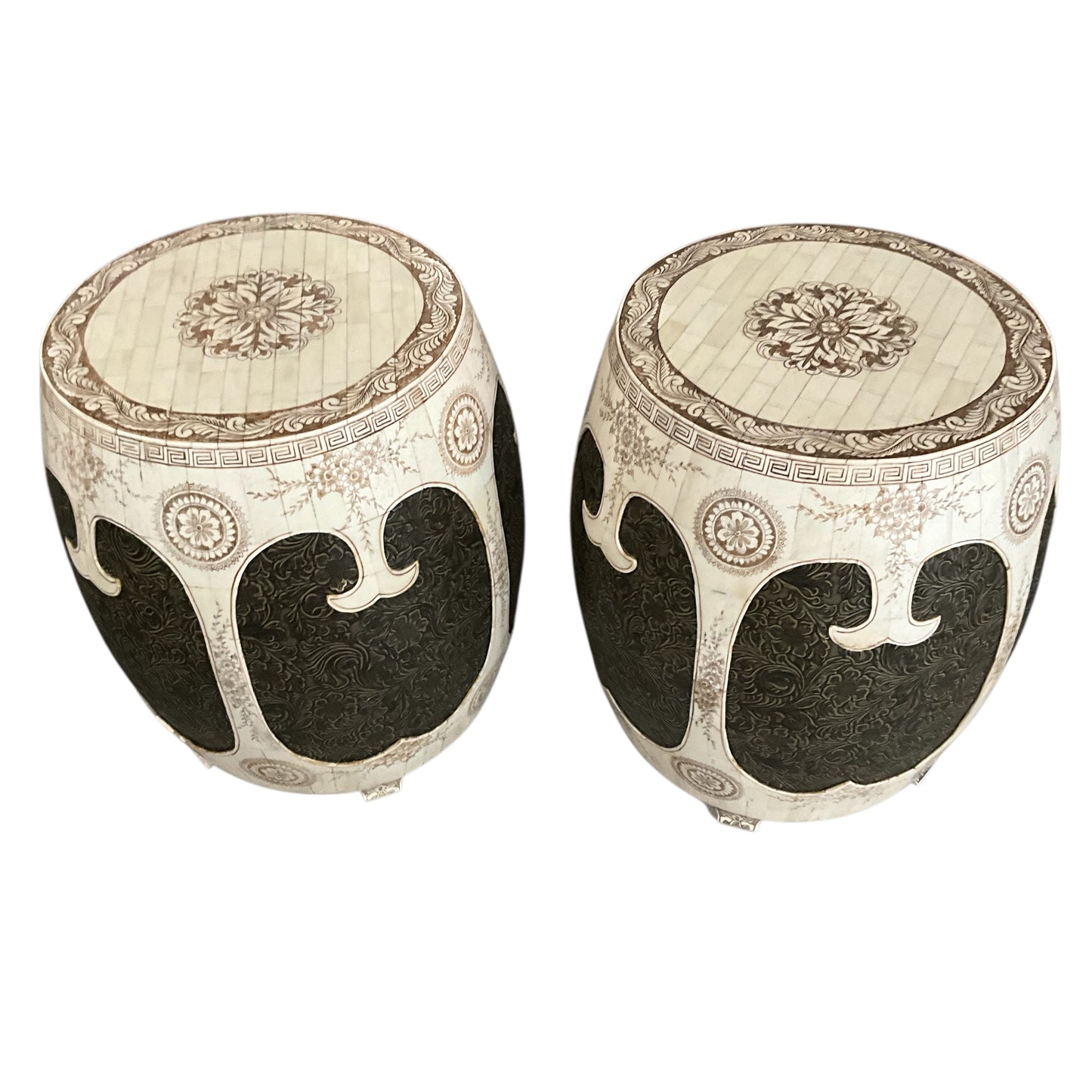 Bone inlay side tables