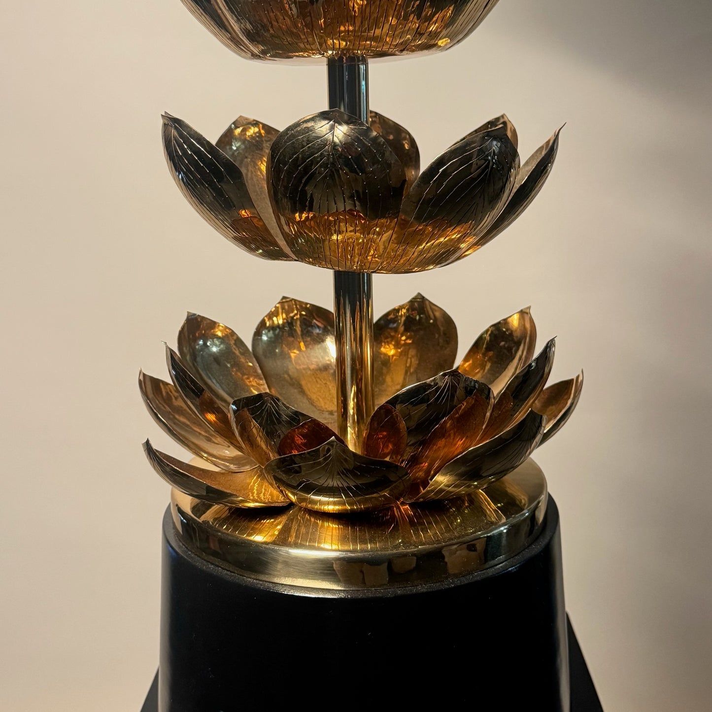 Feldman Brass Lotus Lamp on Black Base