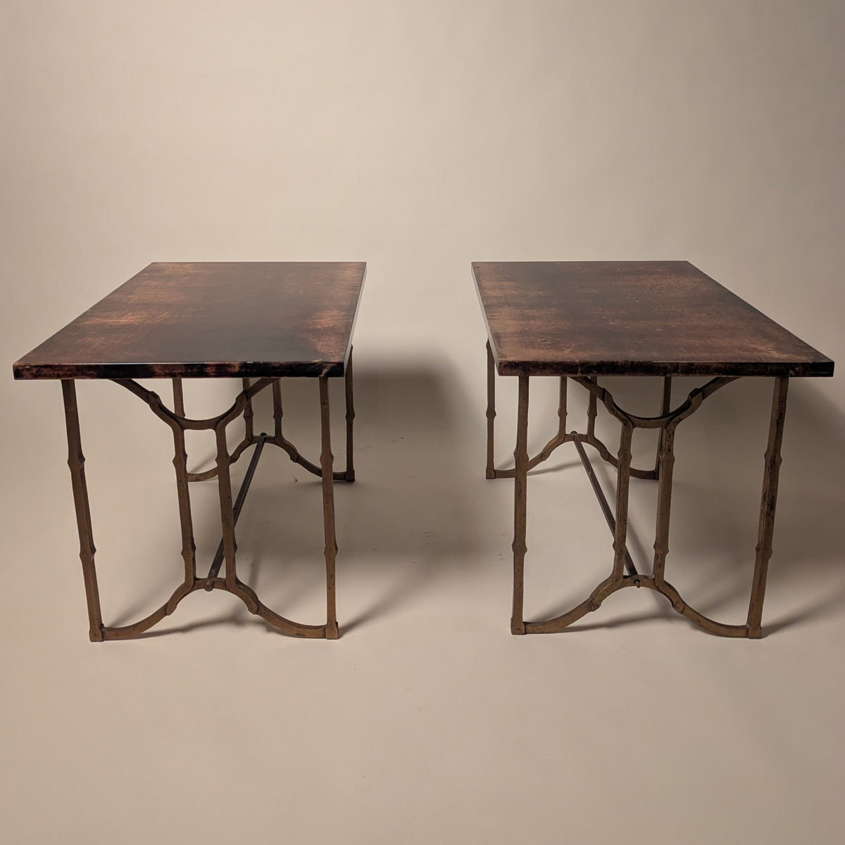 Pair of Aldo Tura Goat Skin Side Tables