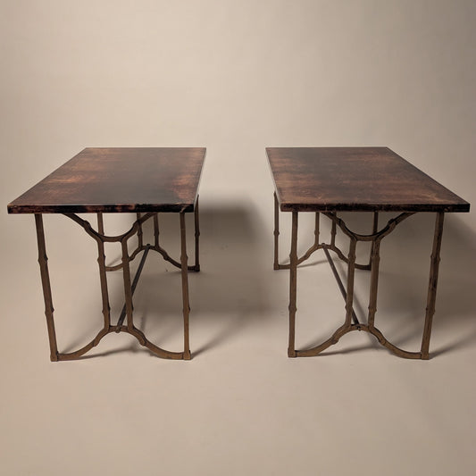 Pair of Aldo Tura Goat Skin Side Tables