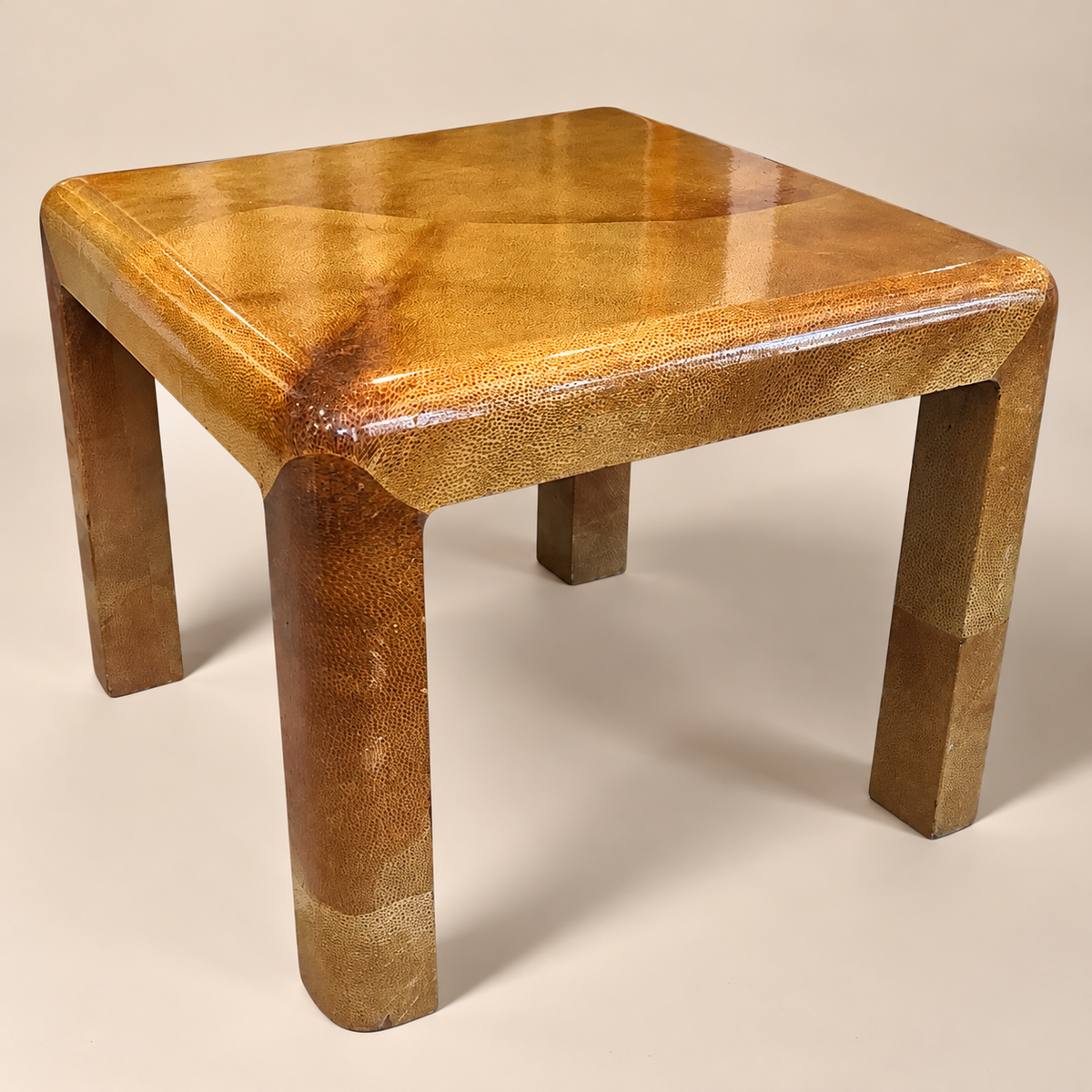 Lacquered Goatskin Accent Table in the Manner of Karl Springer