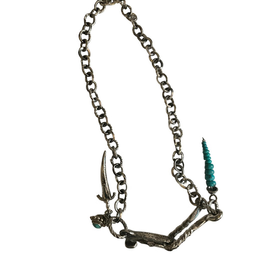 Sterling Wallet Chain with Turquoise Accents
