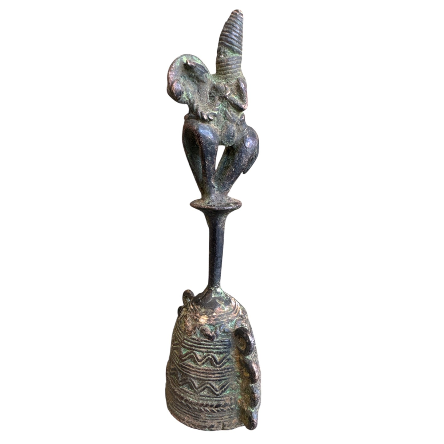 Benin Bronze Bell Warrior Bell 4 Circles on Side