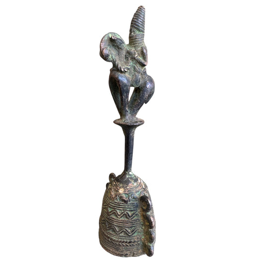 Benin Bronze Bell Warrior Bell 4 Circles on Side