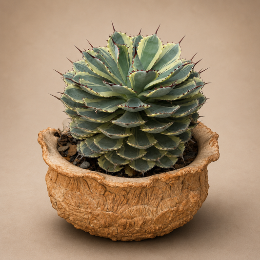 Dwarf Butterfly Agave Cactus in Hand-Crafted Ceramic Planter