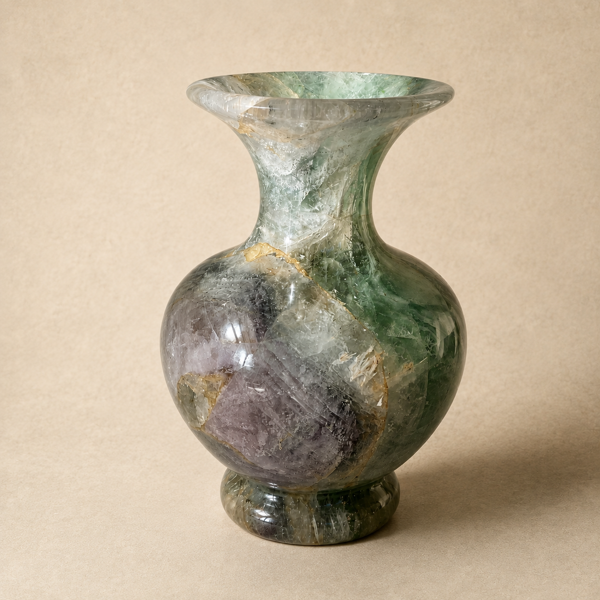 Fluorite Crystal Decorative Carved Vase