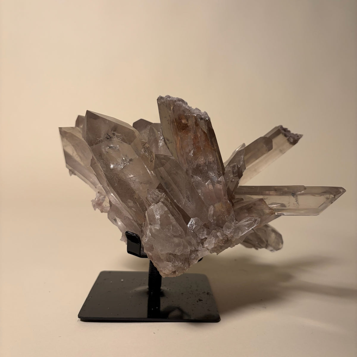 Smokey Quartz Generator Crystal on Metal Base