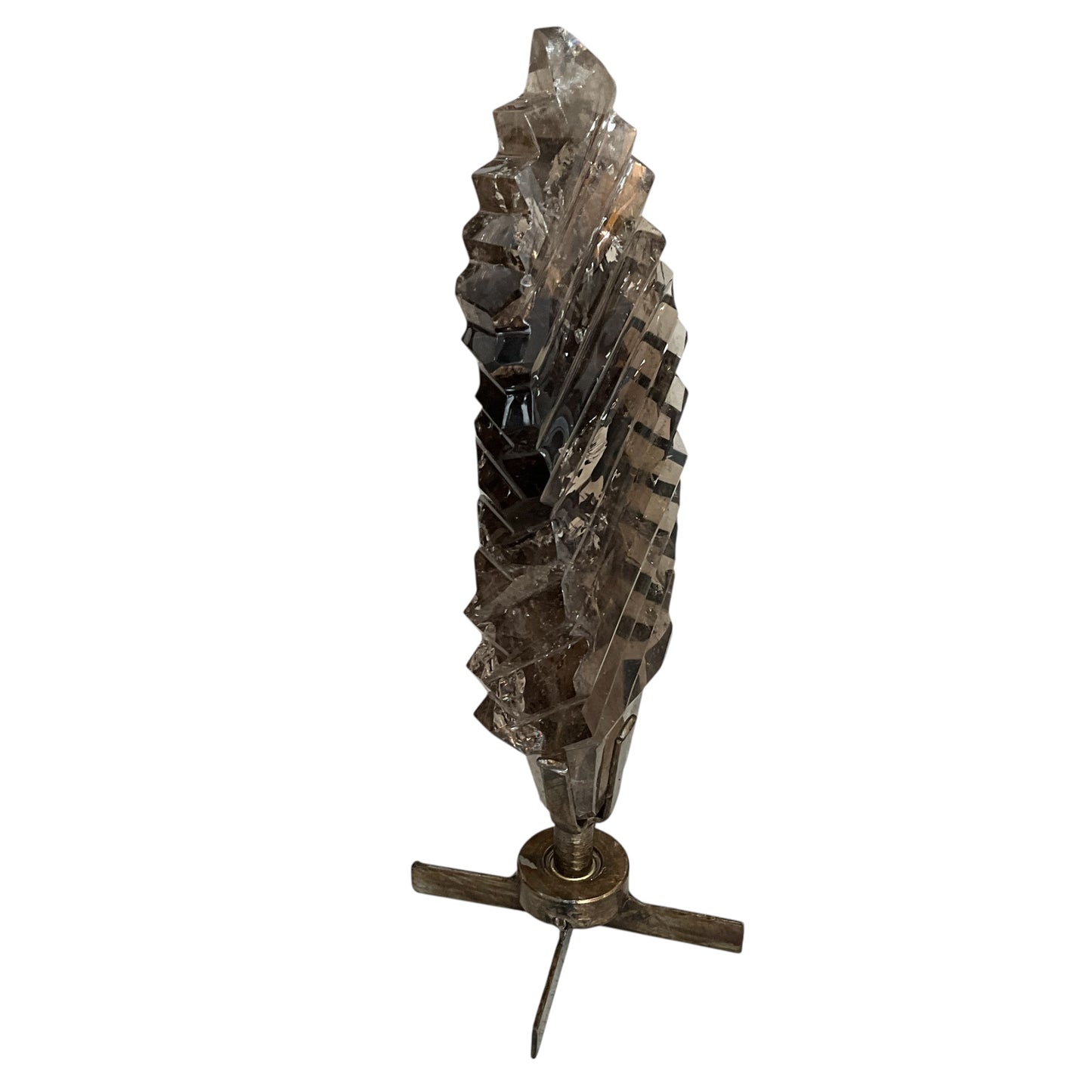Large Smoky Quartz Pleated on Spinning Stand