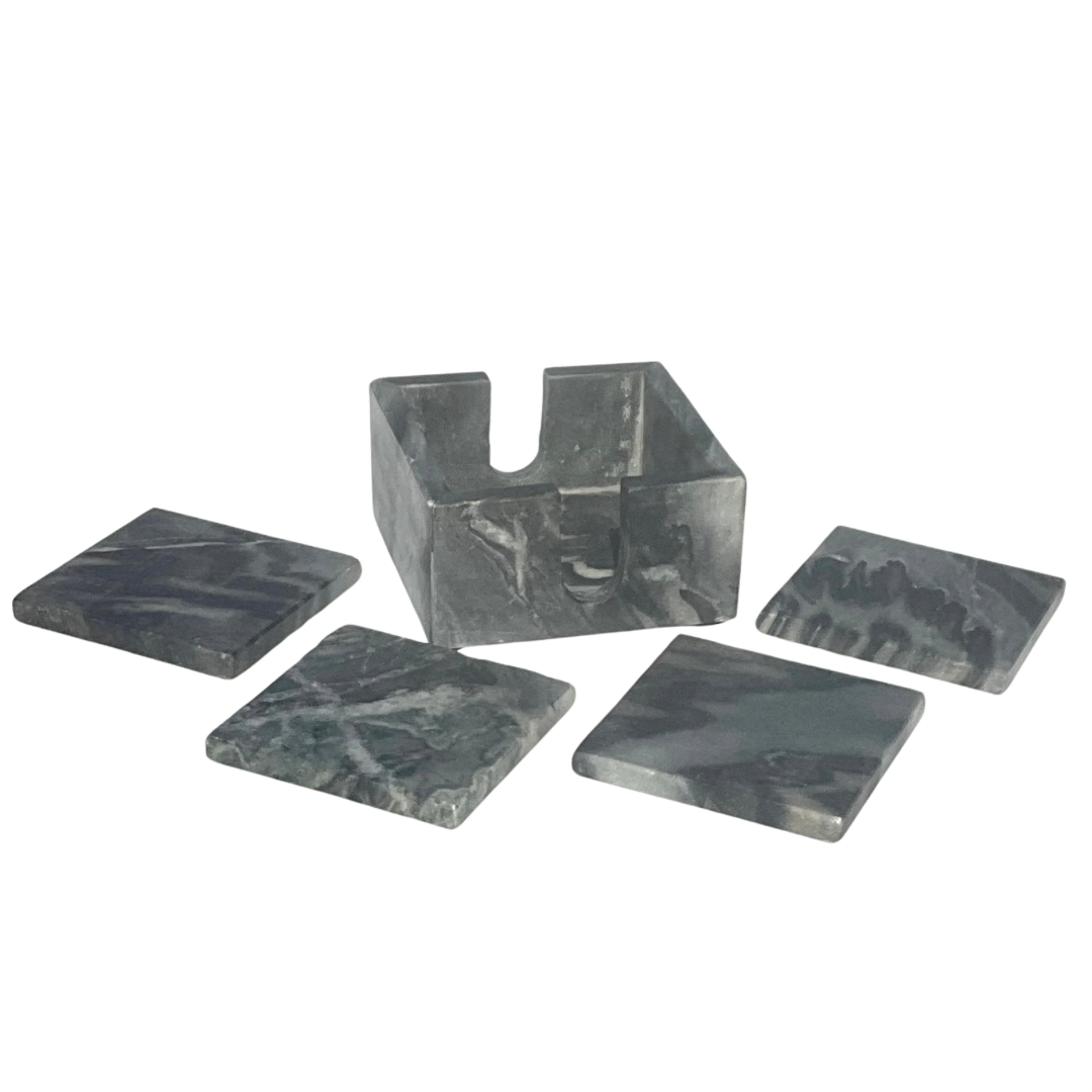 Set of 4 Stone Coasters in Stone Holder