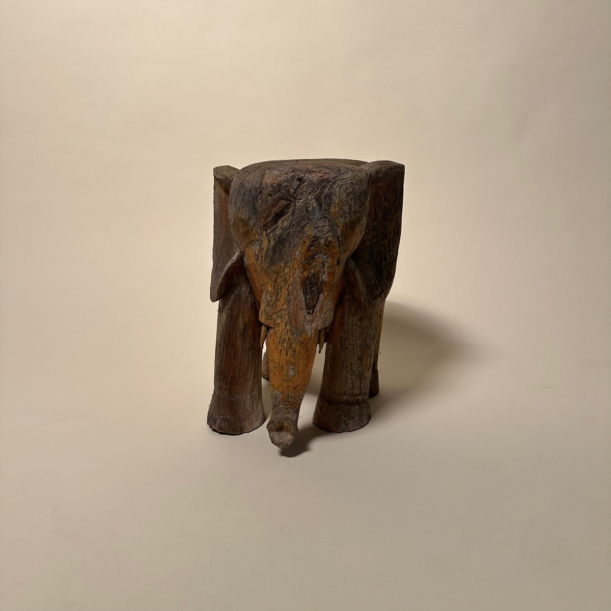 Vintage Carved Elephant Stool