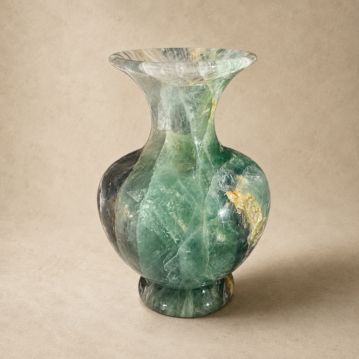 Fluorite Crystal Decorative Carved Vase