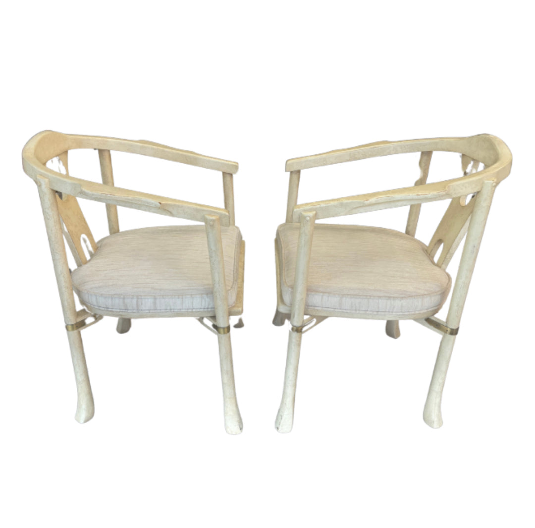 Pair of Arm Chairs with Textured Antique Finish by James Mont for Century Chair Company