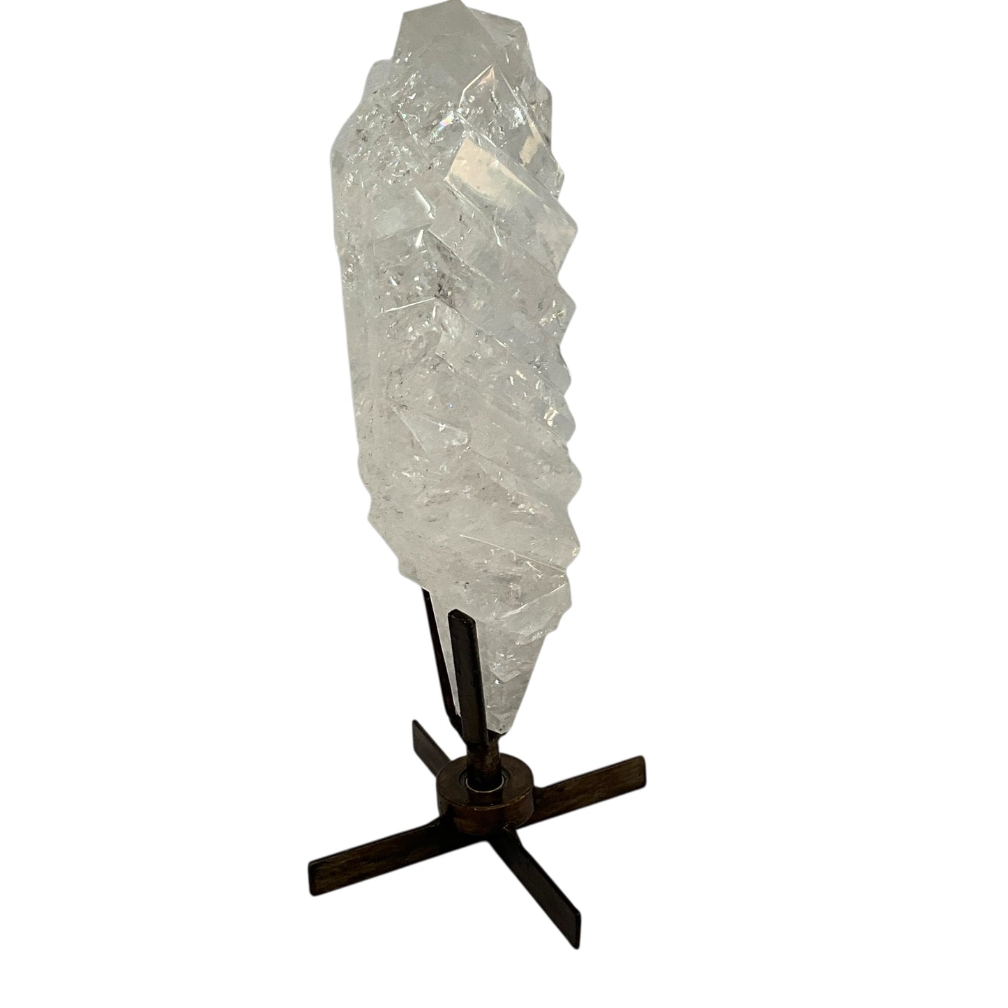 Large Polished Quartz Crystal on Spinning Stand