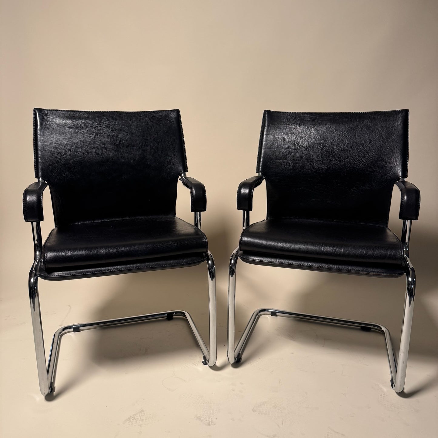 Pair Of 1973 Marcatre Leather chairs
