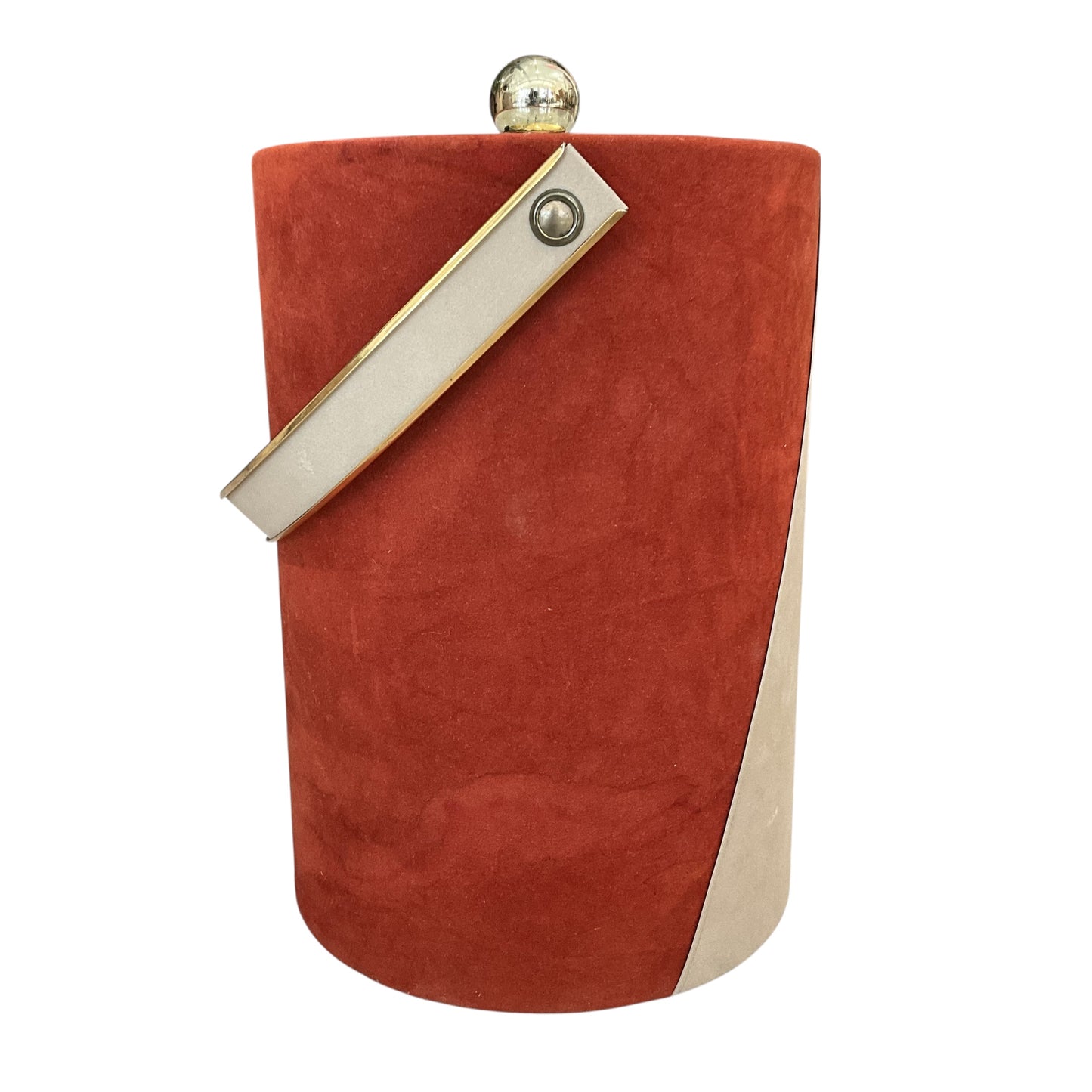 Mid-Century Sueded Ice Bucket with Brass Accents