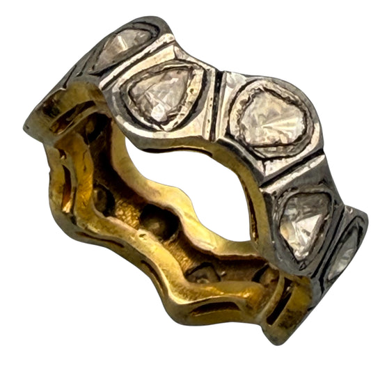 Wavy Ring with 12 Raw Cut Diamonds