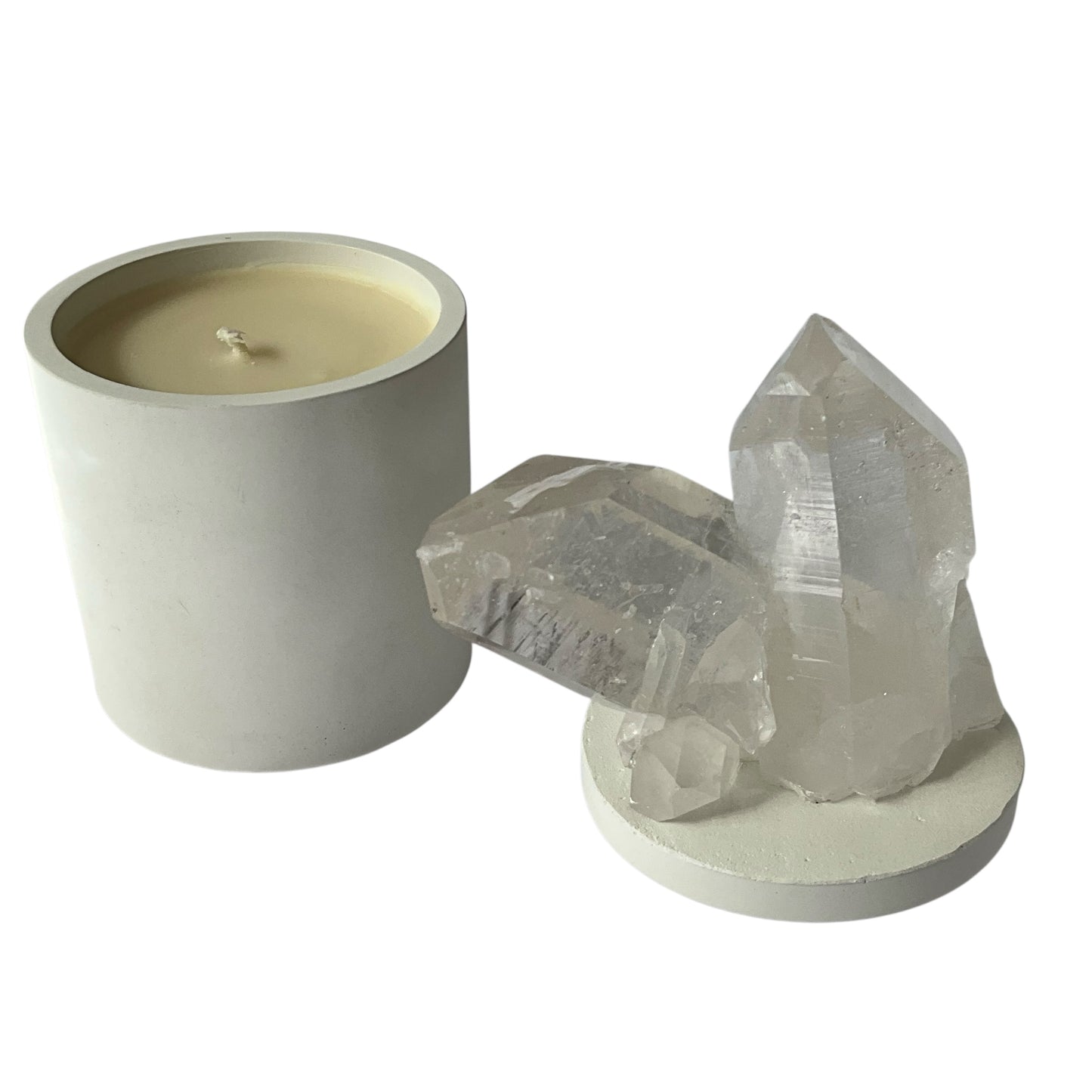 Twin Lumerian Quartz Crystal Generators Lid Gardenia Candle
