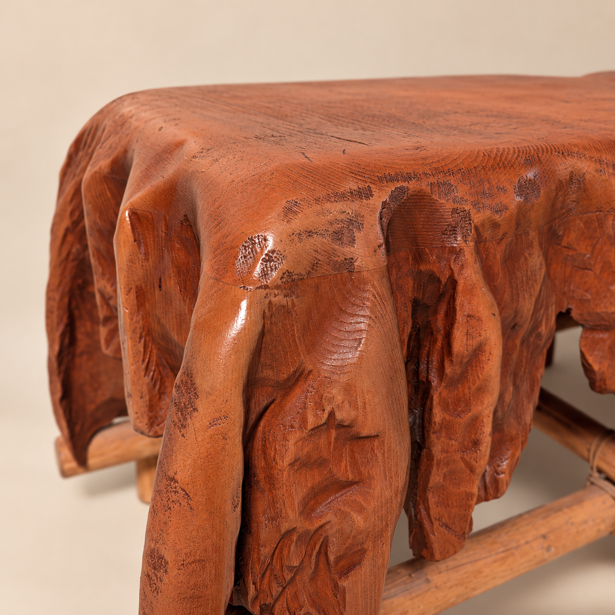 Pair of Abstract Draped Wood Side Tables