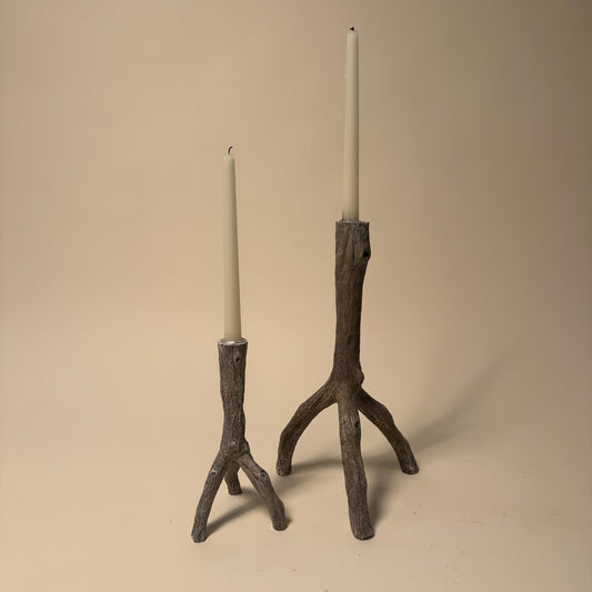 Pair of Faux Bois Candleholders